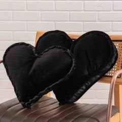 Siyah Kalp Yastık 2'li Set