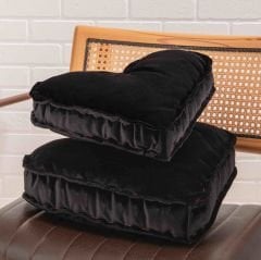 Siyah Kalp Yastık 2'li Set