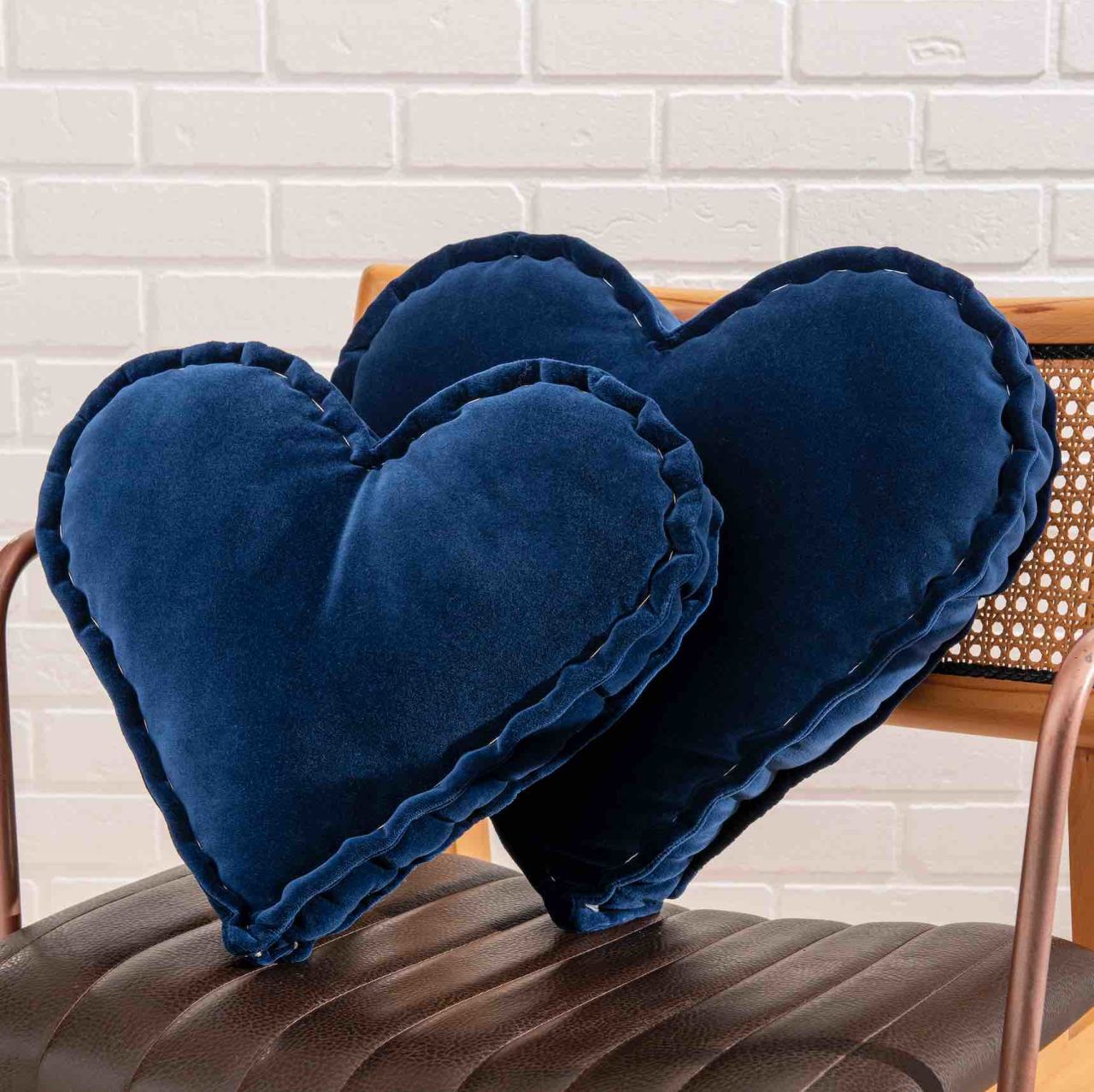 Lacivert Kalp Yastık 2'li Set