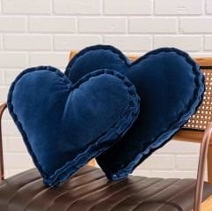 Lacivert Kalp Yastık 2'li Set