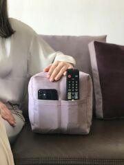 Nubuk Kadife Cepli Organizer Küp Yastık Lila