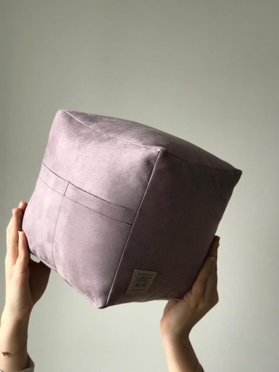 Nubuk Kadife Cepli Organizer Küp Yastık Lila