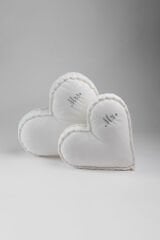 2'li Set Mr & Mrs Gümüş Nakışlı Kalp Yastık