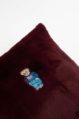 Boho Bear Nakışlı Yastık - Bordo