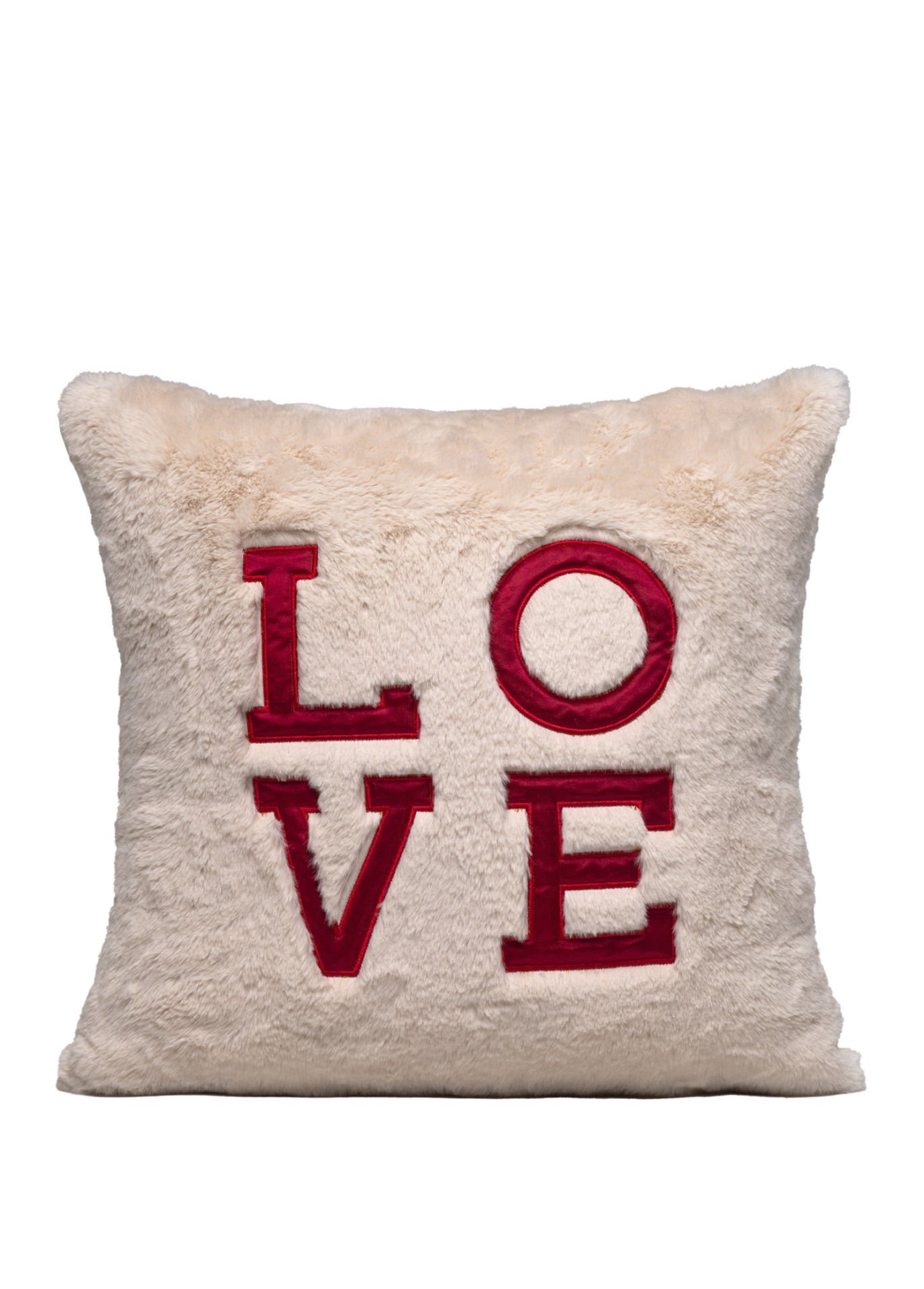 Love Aplike Nakışlı Dekoratif Yastık - Ekru