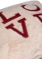 Love Aplike Nakışlı Dekoratif Yastık - Ekru