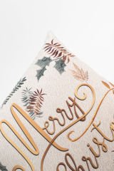 Yılbaşı Cozy Baskılı Yastık - Ekru