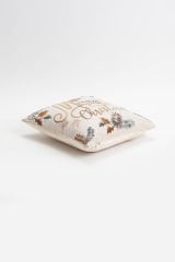 Yılbaşı Cozy Baskılı Yastık - Ekru